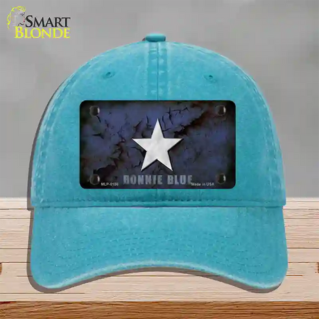 Bonnie Blue Star Novelty License Plate Hat Unconstructed Cotton / Lake Blue