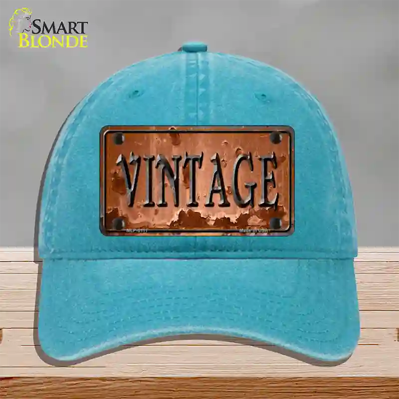 Vintage Rusty Sign Novelty License Plate Hat Unconstructed Cotton / Lake Blue