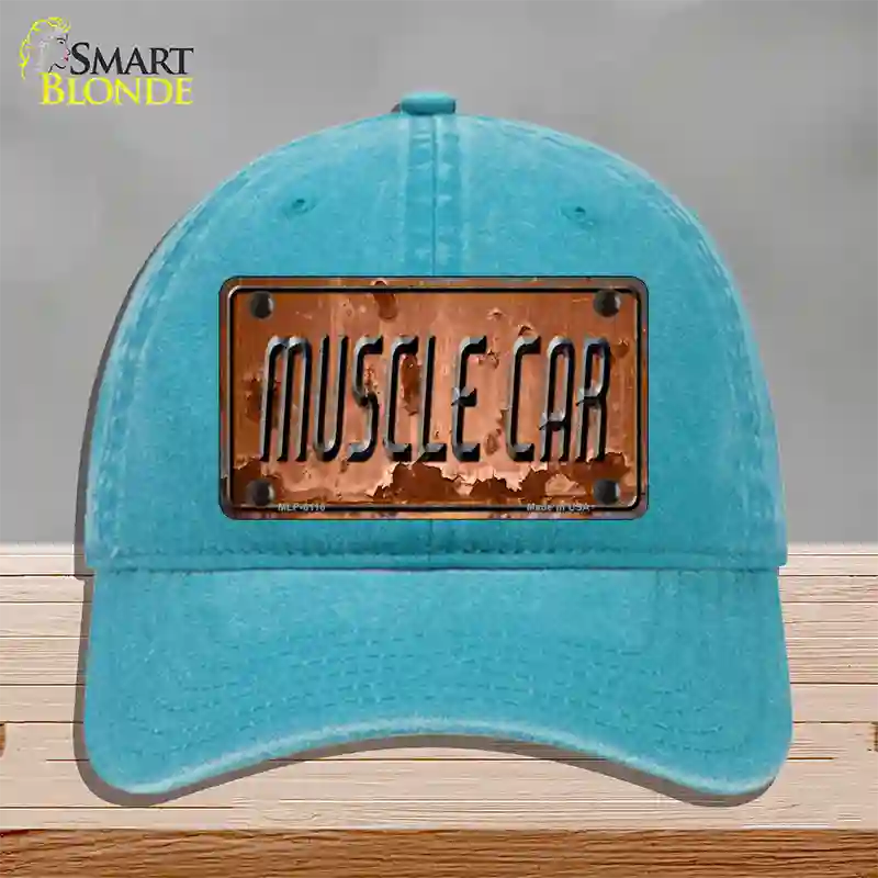 Muscle Car Novelty License Plate Hat Unconstructed Cotton / Lake Blue