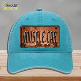 Muscle Car Novelty License Plate Hat Unconstructed Cotton / Lake Blue