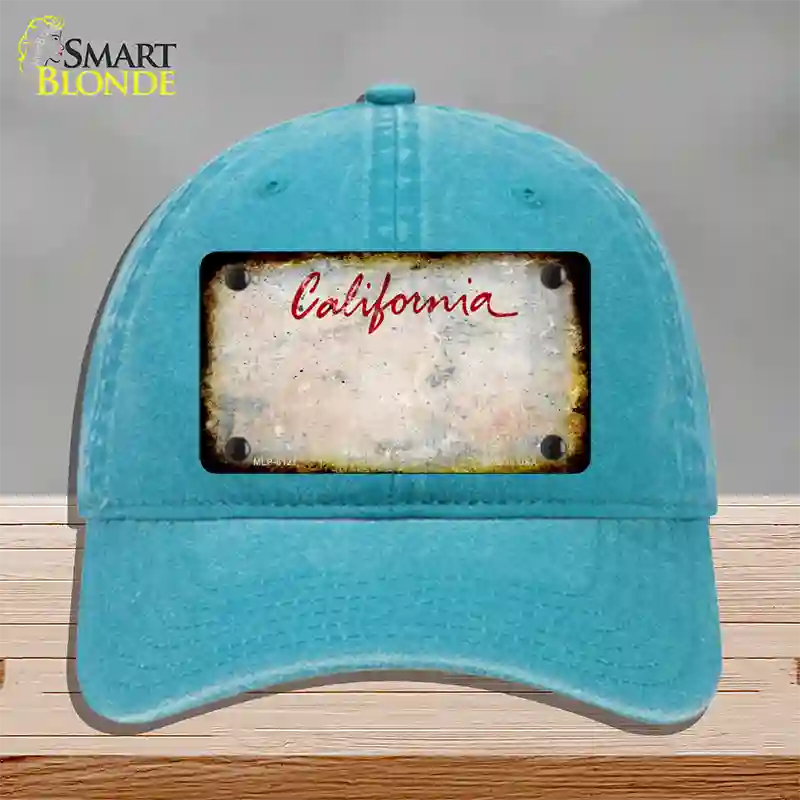 California Rusty Blank Novelty License Plate Hat Unconstructed Cotton / Lake Blue