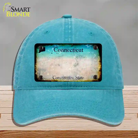 Connecticut Rusty Blank Novelty License Plate Hat Unconstructed Cotton / Lake Blue