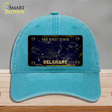 Delaware Rusty Blank Novelty License Plate Hat Unconstructed Cotton / Lake Blue