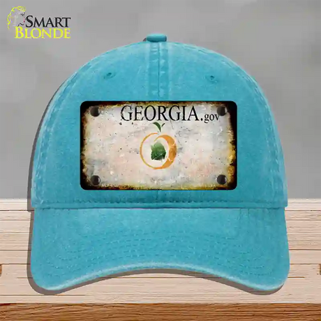 Georgia Rusty Blank Novelty License Plate Hat Unconstructed Cotton / Lake Blue