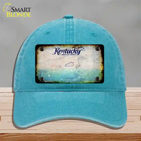 Kentucky Rusty Blank Novelty License Plate Hat Unconstructed Cotton / Lake Blue