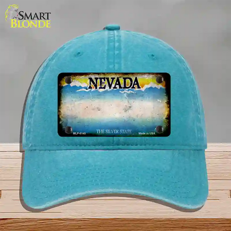 Nevada Rusty Blank Novelty License Plate Hat Unconstructed Cotton / Lake Blue