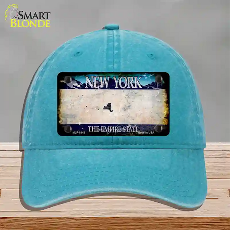 New York Rusty Blank Novelty License Plate Hat Unconstructed Cotton / Lake Blue