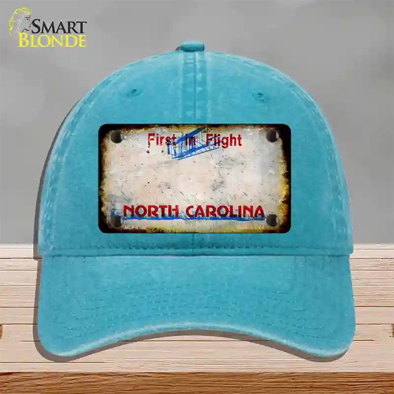 North Carolina Rusty Blank Novelty License Plate Hat Unconstructed Cotton / Lake Blue