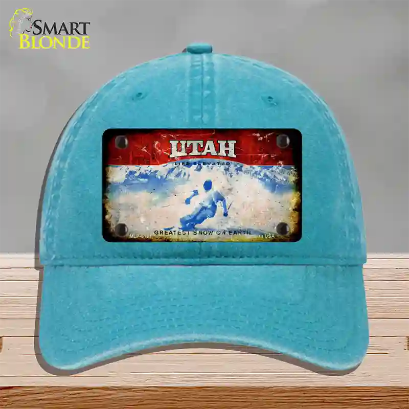 Utah Rusty Blank Novelty License Plate Hat Unconstructed Cotton / Lake Blue