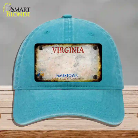 Virginia Rusty Blank Novelty License Plate Hat Unconstructed Cotton / Lake Blue