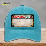 Wisconsin Rusty Blank Novelty License Plate Hat Unconstructed Cotton / Lake Blue