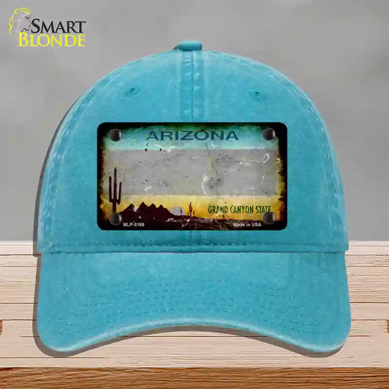 Arizona State Blank Novelty License Plate Hat Unconstructed Cotton / Lake Blue / Gray Arizona Sunset (1455):https | Rusty | Yes