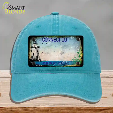 Connecticut Preserve Rusty Blank Novelty License Plate Hat Unconstructed Cotton / Lake Blue