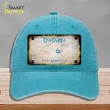 Ontario Canada Rusty Blank Novelty License Plate Hat Unconstructed Cotton / Lake Blue