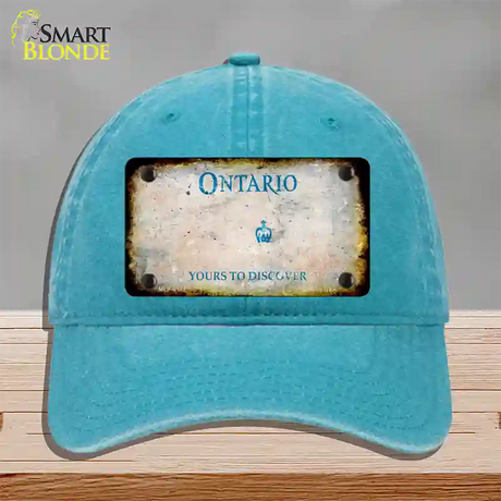 Ontario Canada Rusty Blank Novelty License Plate Hat Unconstructed Cotton / Lake Blue