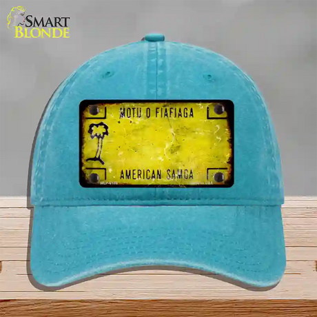 American Samoa Rusty Blank Novelty License Plate Hat Unconstructed Cotton / Lake Blue