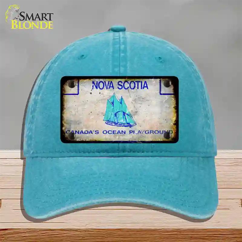 Nova Scotia Rusty Blank Novelty License Plate Hat Unconstructed Cotton / Lake Blue