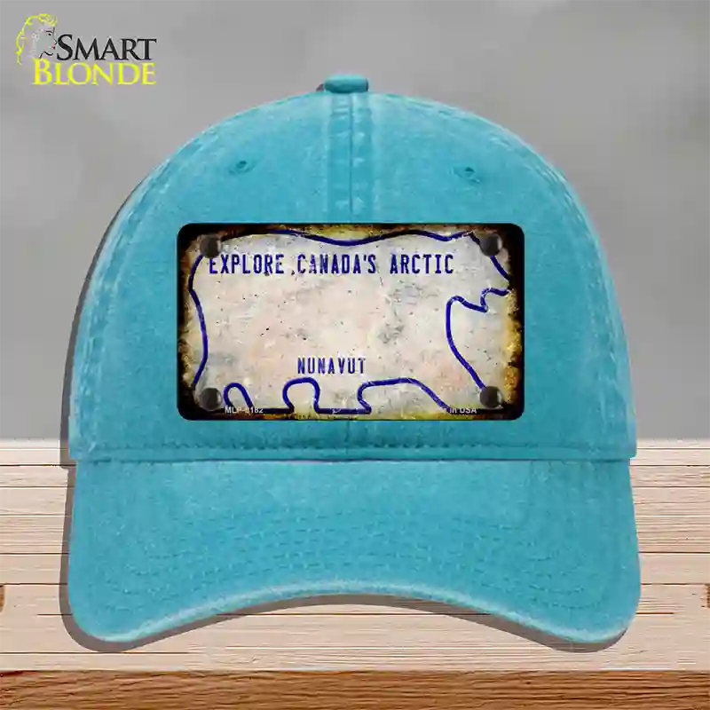 Nunavut Rusty Blank Novelty License Plate Hat Unconstructed Cotton / Lake Blue