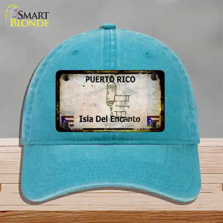 Puerto Rico Rusty Blank Novelty License Plate Hat Unconstructed Cotton / Lake Blue