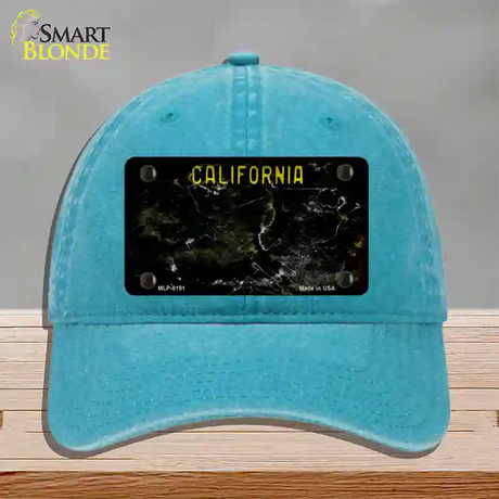 California Black Rusty Blank Novelty License Plate Hat Unconstructed Cotton / Lake Blue