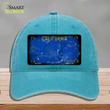 California Blue Rusty Blank Novelty License Plate Hat Unconstructed Cotton / Lake Blue