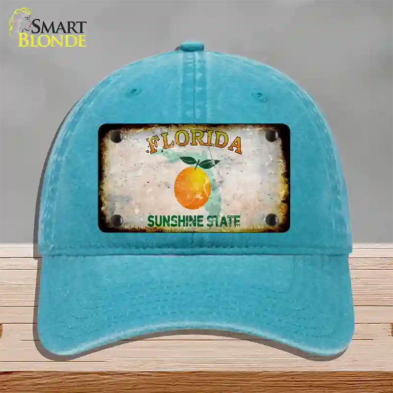 Florida Orange Rusty Blank Novelty License Plate Hat Unconstructed Cotton / Lake Blue