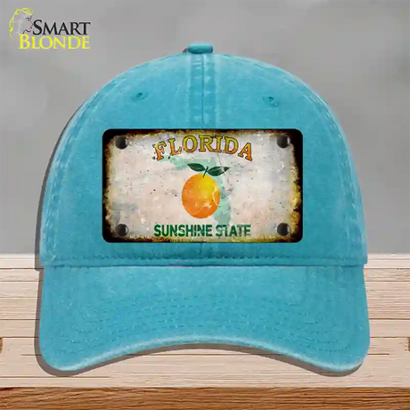 Florida Orange Rusty Blank Novelty License Plate Hat Unconstructed Cotton / Lake Blue