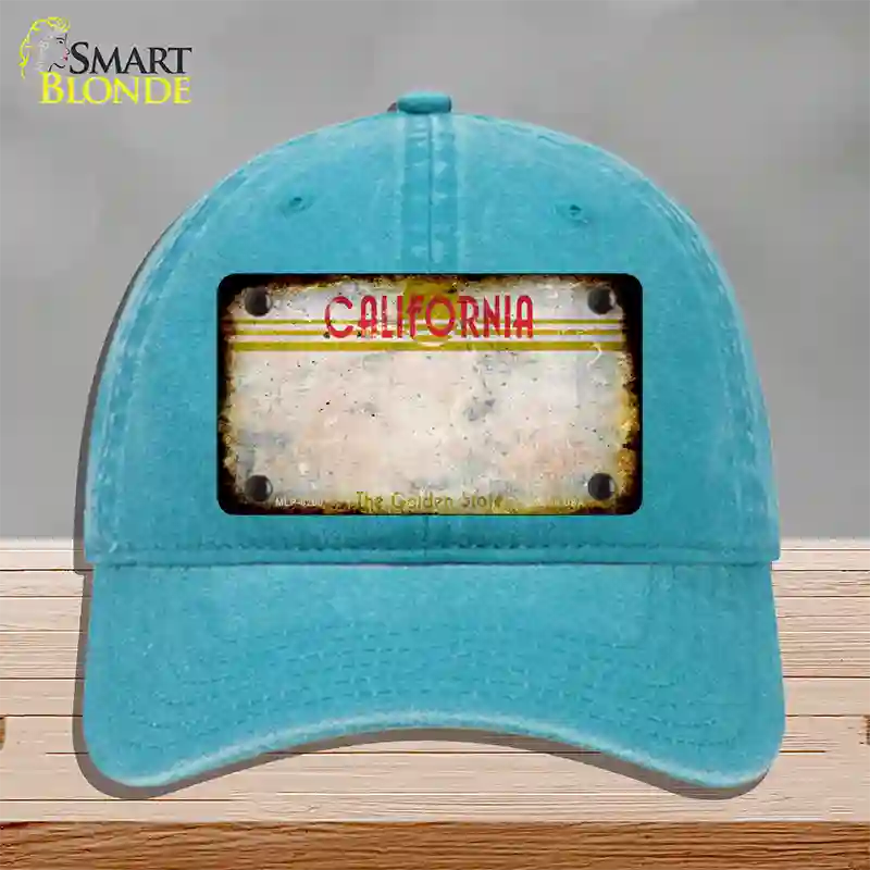 California Golden State Plate Rusty Blank Novelty License Plate Hat Unconstructed Cotton / Lake Blue