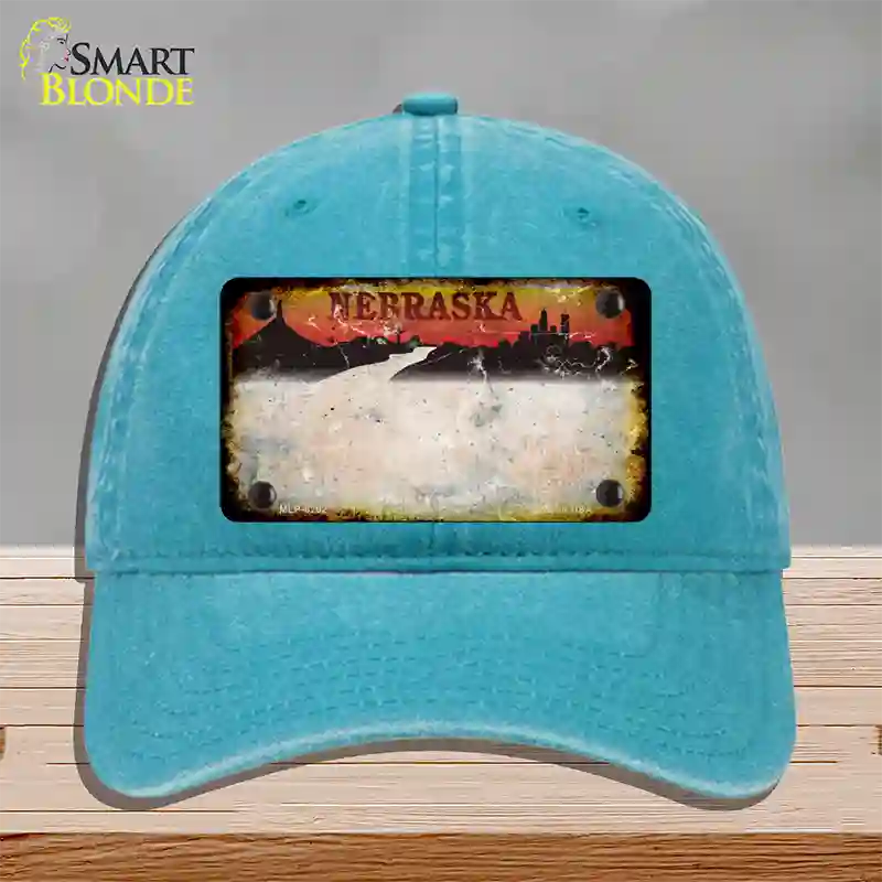 Nebraska Amber Rusty Blank Novelty License Plate Hat Unconstructed Cotton / Lake Blue