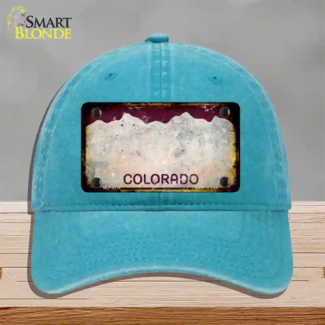 Colorado Red Rusty Blank Novelty License Plate Hat Unconstructed Cotton / Lake Blue