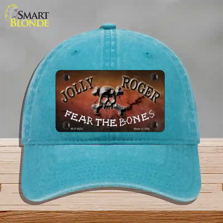 Fear The Bones Novelty License Plate Hat Unconstructed Cotton / Lake Blue