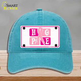 Hope Breast Cancer Ribbon Novelty License Plate Hat Unconstructed Cotton / Lake Blue