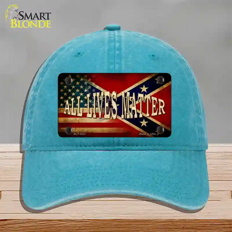 All Lives Matter Flag Novelty License Plate Hat Unconstructed Cotton / Lake Blue