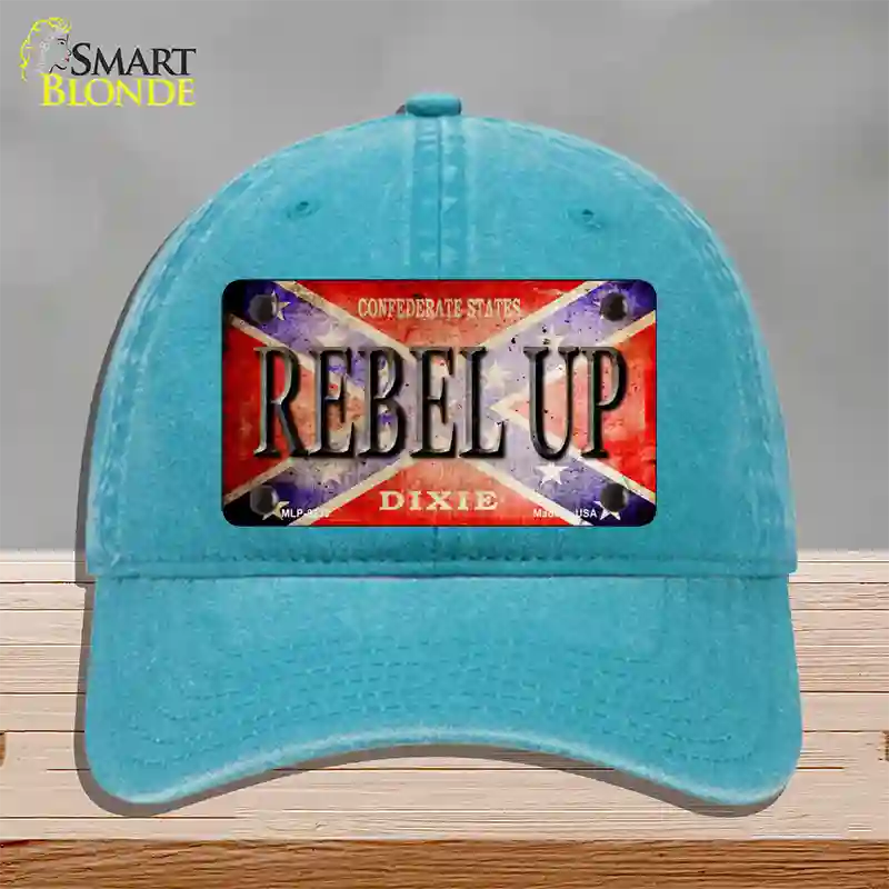 Rebel Up Novelty License Plate Hat Unconstructed Cotton / Lake Blue