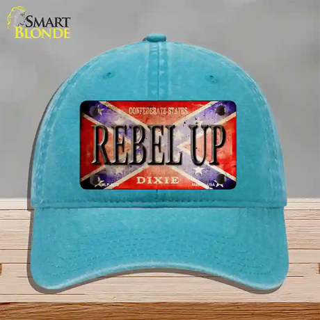 Rebel Up Novelty License Plate Hat Unconstructed Cotton / Lake Blue