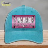 Pink Warrior Novelty License Plate Hat Unconstructed Cotton / Lake Blue