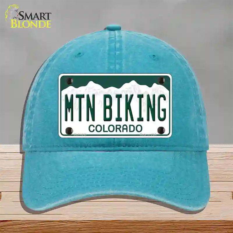 Mtn Biking Colorado Novelty License Plate Hat Unconstructed Cotton / Lake Blue