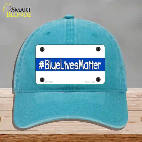 Blue Lives Matter Novelty License Plate Hat Unconstructed Cotton / Lake Blue