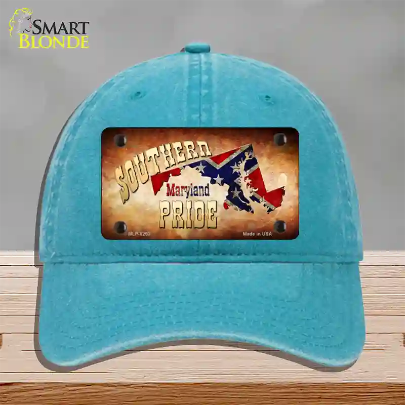 Southern Pride Maryland Novelty License Plate Hat Unconstructed Cotton / Lake Blue