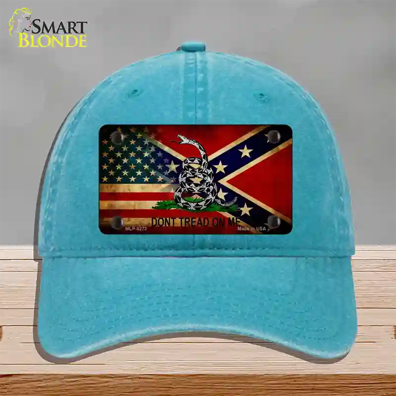 American Confederate Dont Tread Novelty License Plate Hat Unconstructed Cotton / Lake Blue