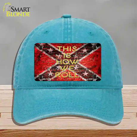 This Is How We Roll Novelty License Plate Hat Unconstructed Cotton / Lake Blue