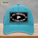 My Mission Is Fishin Novelty License Plate Hat Unconstructed Cotton / Lake Blue