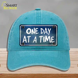 One Day At A Time Novelty License Plate Hat Unconstructed Cotton / Lake Blue