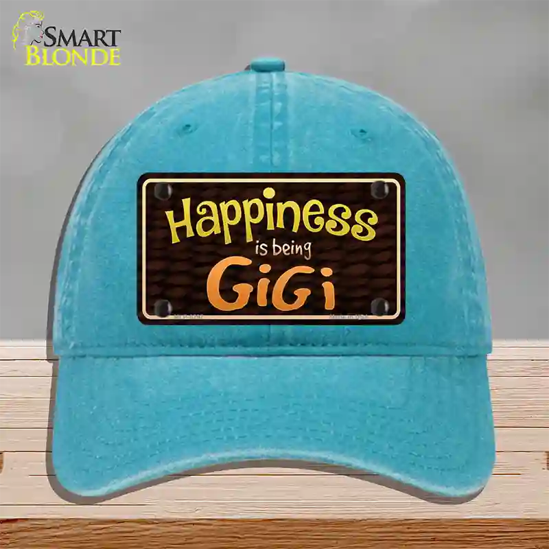 Happiness Is Being Gigi Novelty License Plate Hat Unconstructed Cotton / Lake Blue