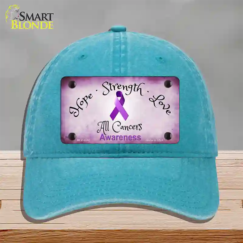 All Cancer Awareness Novelty License Plate Hat Unconstructed Cotton / Lake Blue