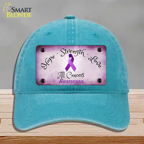 All Cancer Awareness Novelty License Plate Hat Unconstructed Cotton / Lake Blue