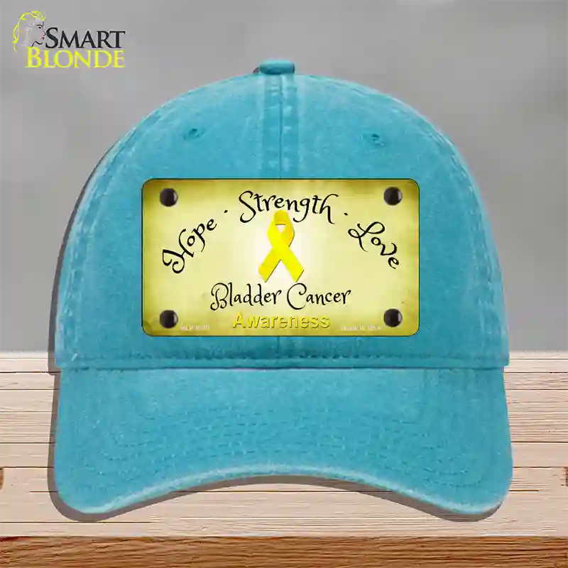 Bladder Cancer Ribbon Novelty License Plate Hat Unconstructed Cotton / Lake Blue