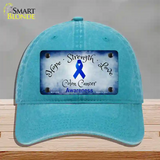 Colon Cancer Ribbon Novelty License Plate Hat Unconstructed Cotton / Lake Blue