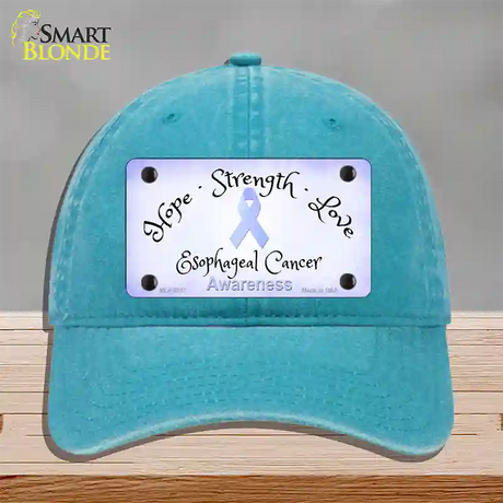 Esophageal Cancer Ribbon Novelty License Plate Hat Unconstructed Cotton / Lake Blue