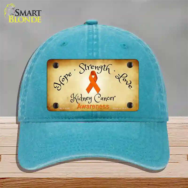 Kidney Cancer Ribbon Novelty License Plate Hat Unconstructed Cotton / Lake Blue